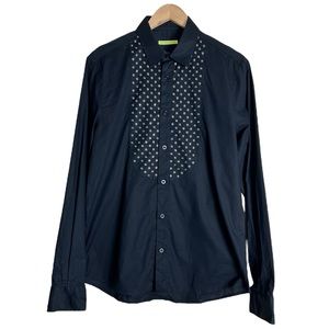 Versace Jeans Embellished Long Sleeve Black Button Down Shirt